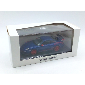 Porsche 911 (997.2) GT3 RS 3.8 2009 blue metallic / red decor - skala 1:43 - Minichamps